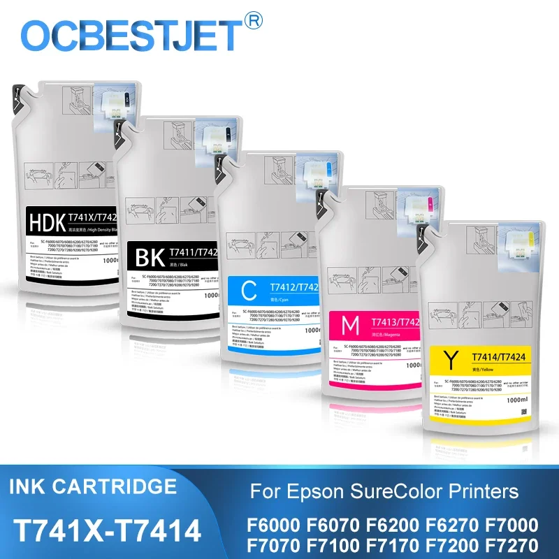 

Vivid 1000ML T7414 T741X Ink Packs Dye Sublimation Ink Pack For Epson SureColor F6000 F6070 F6200 F6270 F7000 F7200 F7270 F9200