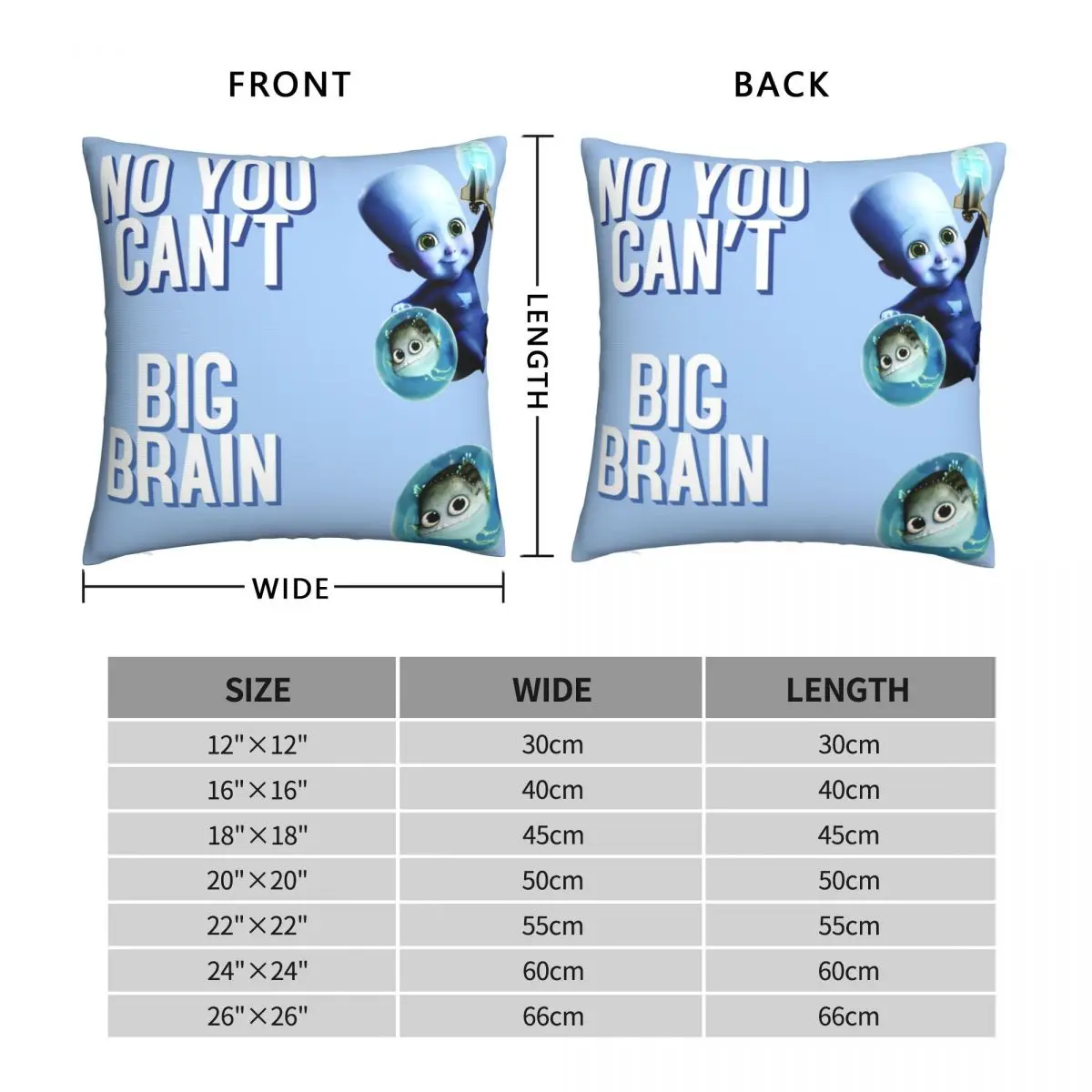 Megamind Baby Square Pillowcase Polyester Linen Velvet Creative Zip Decor Home Cushion Case