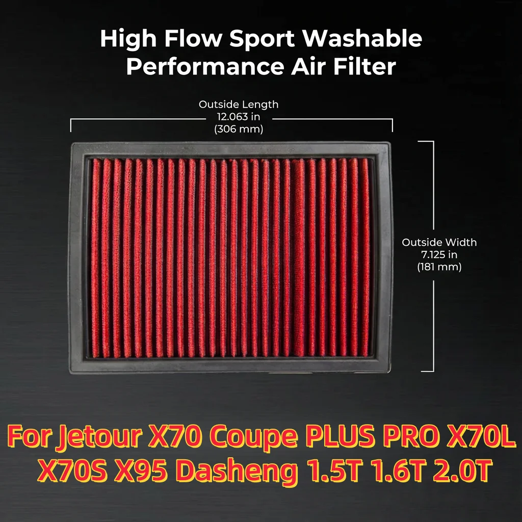 

For Jetour X70 Coupe PLUS PRO X70L X70S X95 Dasheng 1.5 1.6 2.0T High Flow Sport Washable Performance Air Filter 33-2029 LX1682