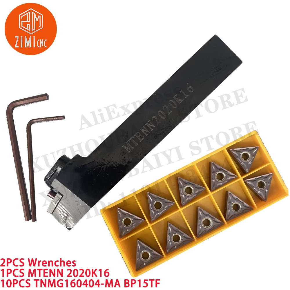1PCS MTENN 2020K16 Lathe Holder Turning Tool +10PC TNMG160404-MA BP15TF Carbide Inserts CNC metal lathe mechanical cutting tools