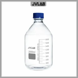 Botella de reactivo de vidrio transparente de 2000mL, recambio de botella dura, 2L, cristalería de laboratorio, boca GL45