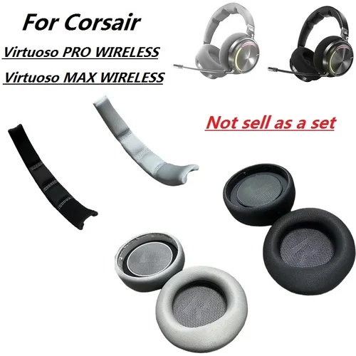 Almohadillas para los oídos 100% originales para CORSAIR Virtuoso PRO/Virtuoso MAX, auriculares inalámbricos, almohadillas de repuesto para la oreja, diadema, orejeras
