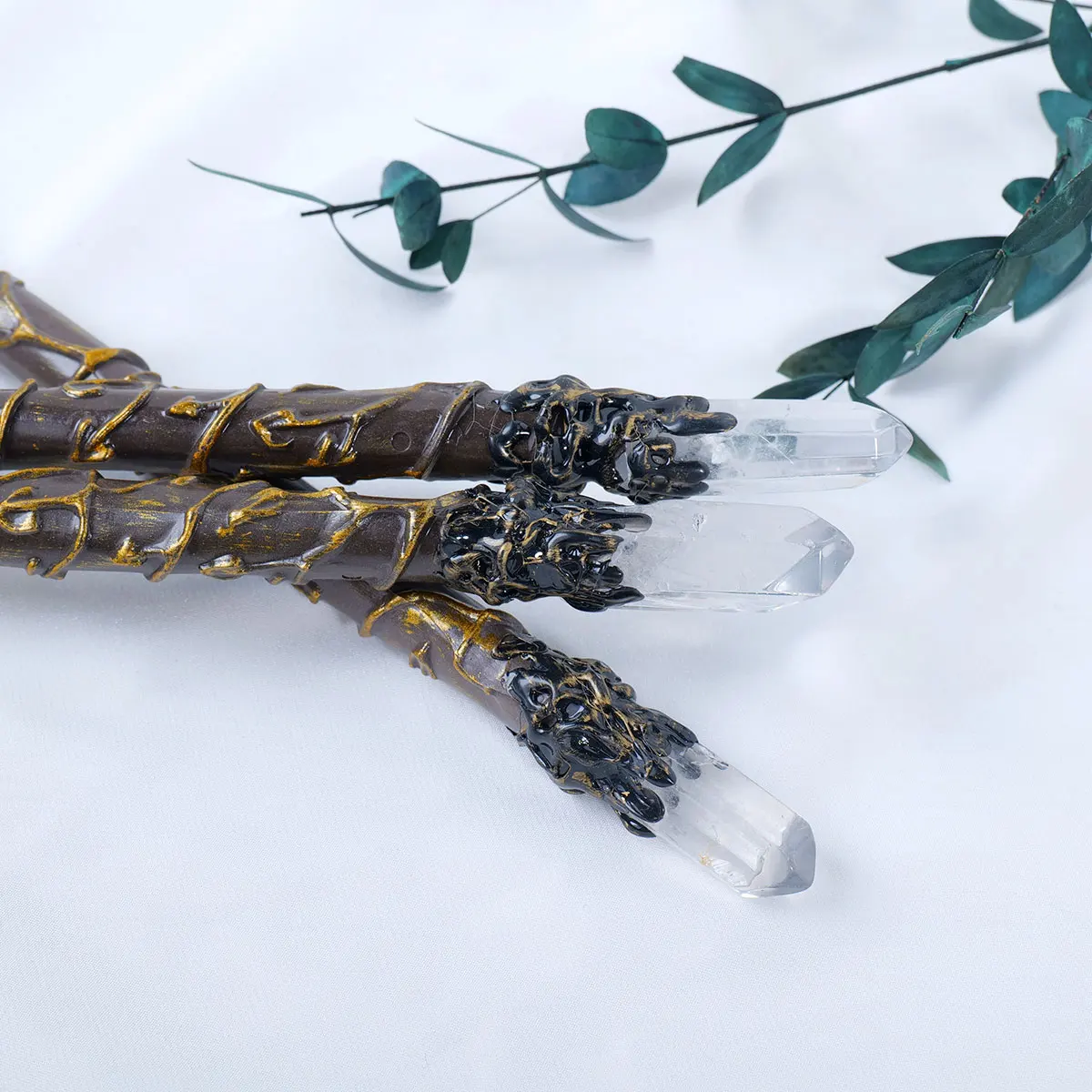1PC Natural Crystal White Single Crystal Scepter Magic Wand Witchcraft Props DIY Hairpin Healing Home Decor Children Gift