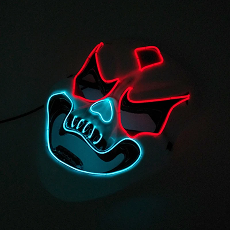 Horror-LED-Licht-Gesichtsmasken, gruselige leuchtende Maske für Männer, leuchtende Maske, Verkleidungsmaske, Kostümzubehör
