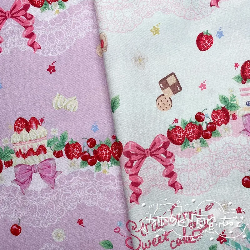 Lovely Lolita Lace Strawberry Plant Printing Dress fabric borsa da lavoro manuale fai da te materiali per la contabilità a mano gonna per bambini