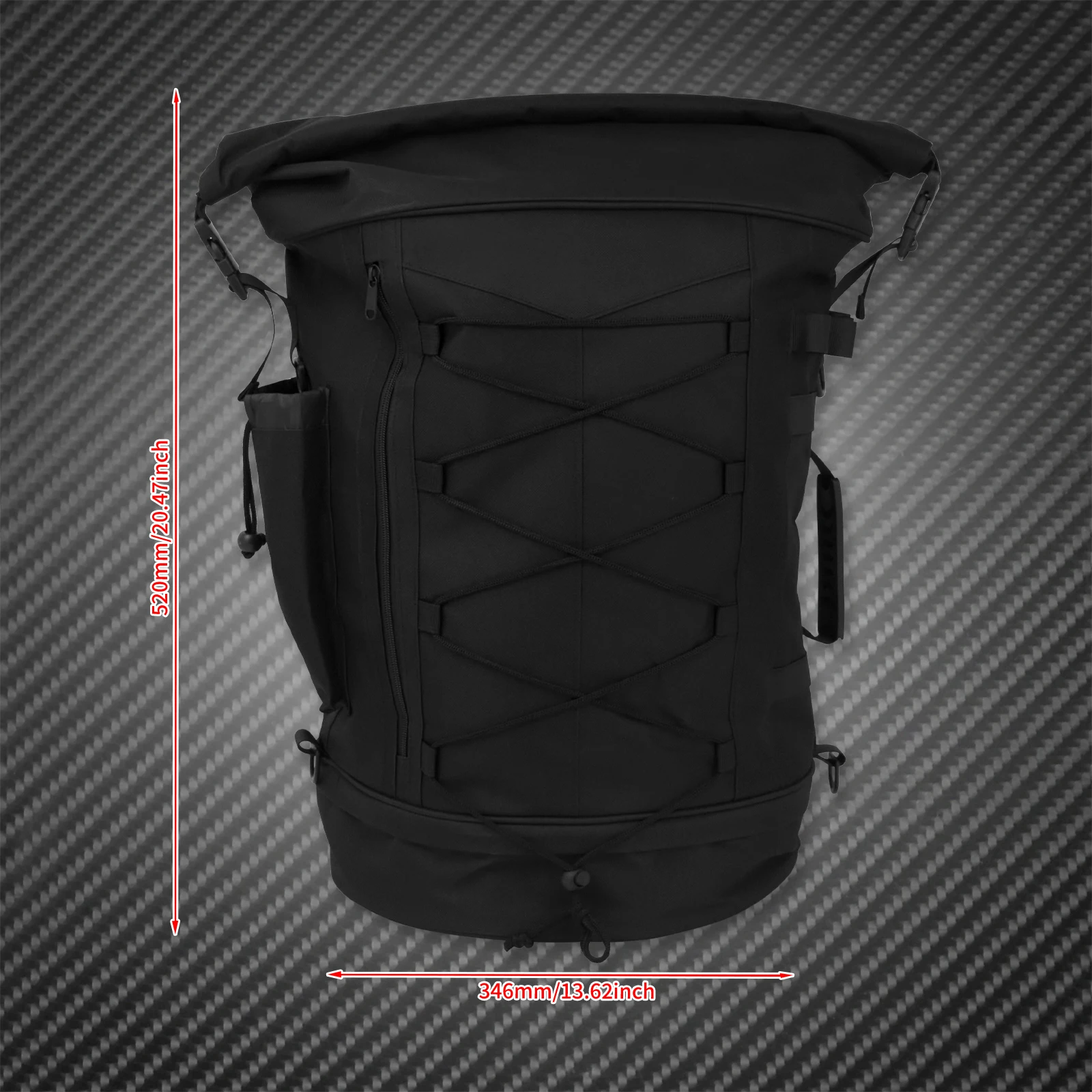 MOtorcycle Universal 50L - 85L Travel Luggage Sissy Bar Black Bag Molle Backpack For Harley