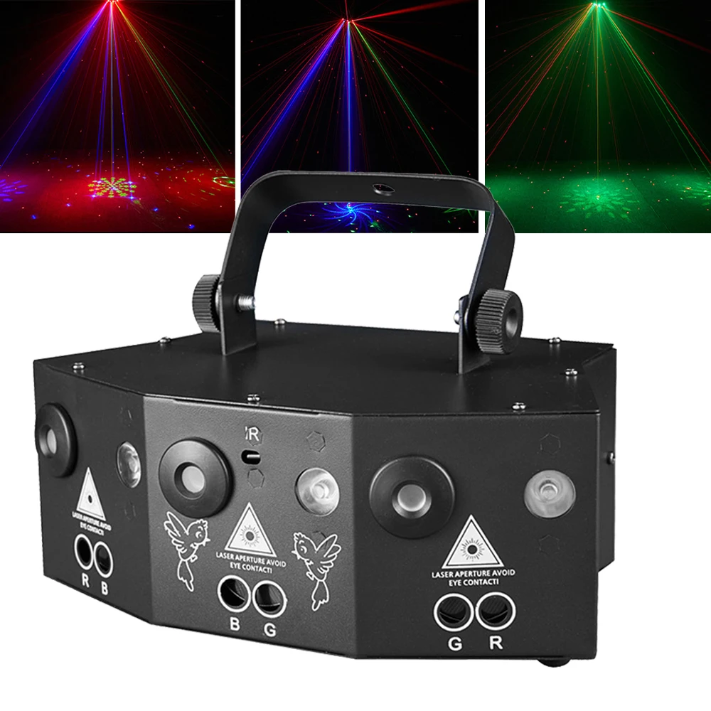 12 Eyes DJ Party Strobe Lights DMX/Remote Control Stage Wash Laser Lighting Projector for Home Disco Holiday Wedding Events Show