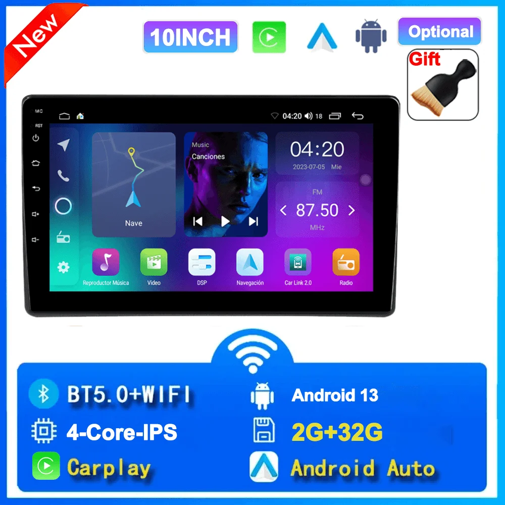 7/9/10 ''2 Din Android 13 auto Autoradio 64G Multimedia Video Universele Stereo Carplay gps Voor Volkswagen Nissan Hyundai Kia speelgoed - afbeelding 1
