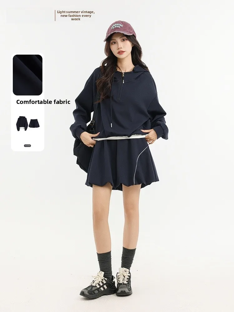 

Повседневный комплект с пышной юбкой Ele, весна 2026, из двух предметов, с цветочным принтом, свободный крой, удобный женский модный ансамбль