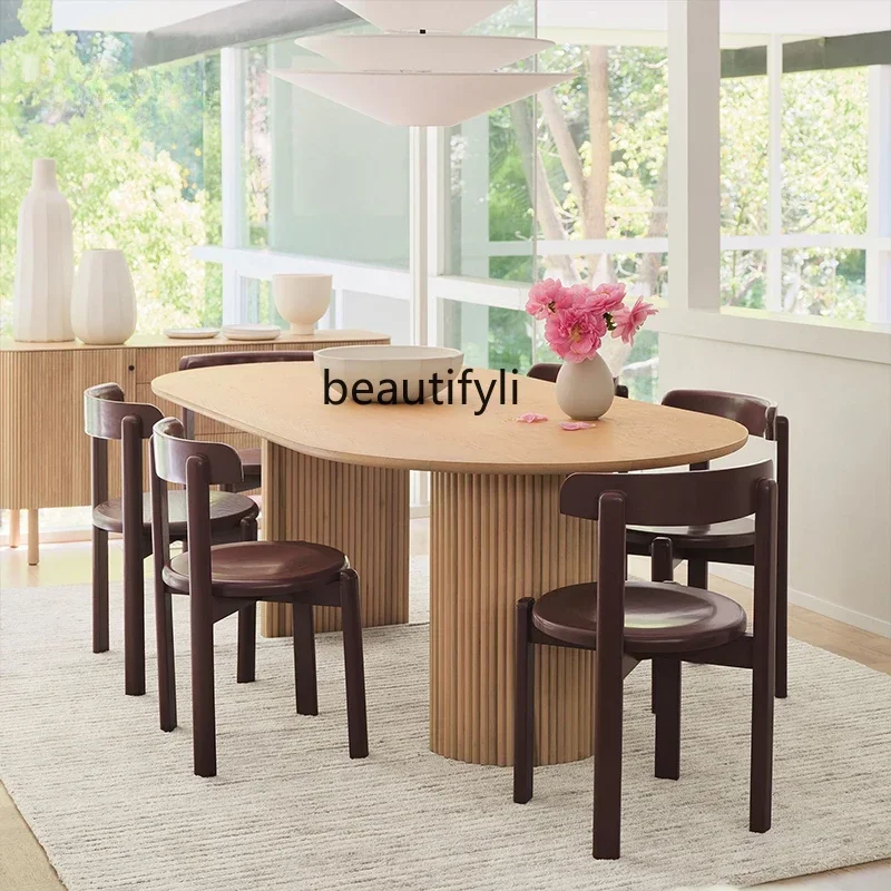 

FAWabi Sabi Wind Household Oval Multiplayer Dining Table Modern Simple Dining Table Living Room