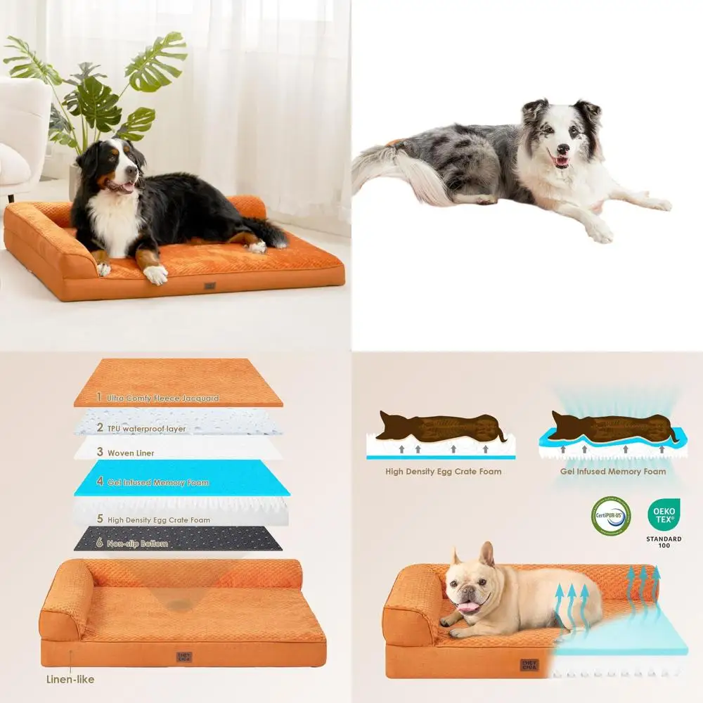 

Ортопедическая лежанка для собак из пены с эффектом памяти, очень большая, с моющимся чехлом, водонепроницаемая, идеально подходит для крупных собак, 41x27x6.5, цвет тыквы