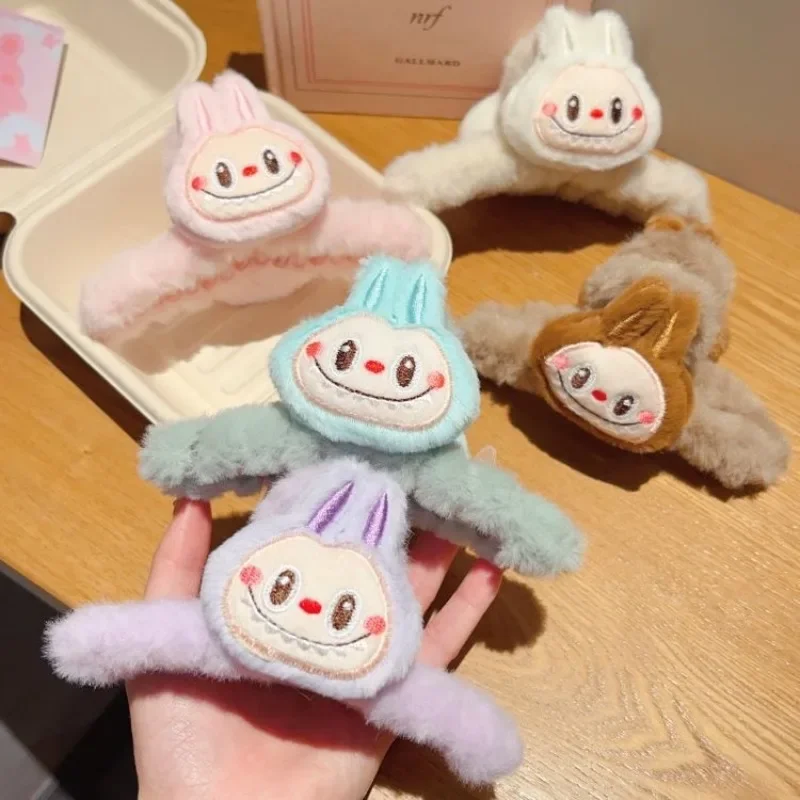 New Cartoon Cute Labubu Hairpin Ins Kawaii Plush Rubber Band Hairband Headdress Grabber Holiday Gifts