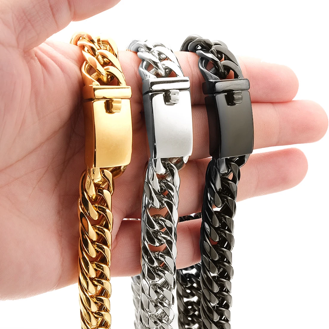 

Granny Chic Rock Chain Necklace or Bracelet for Men Women,Silver Tone/Gold Tone/Black Color Cuban Link Chain ,13mm/16mm Chioce