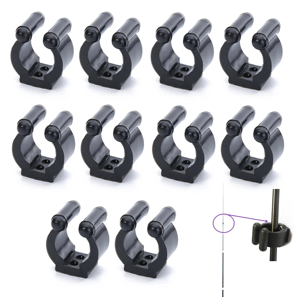 Fishing Accessories 20-Pack Black Wall Mounted Rod Organizer Billiards Cue Clip Fishing Rod Storage Clips Fishing Rod Holder