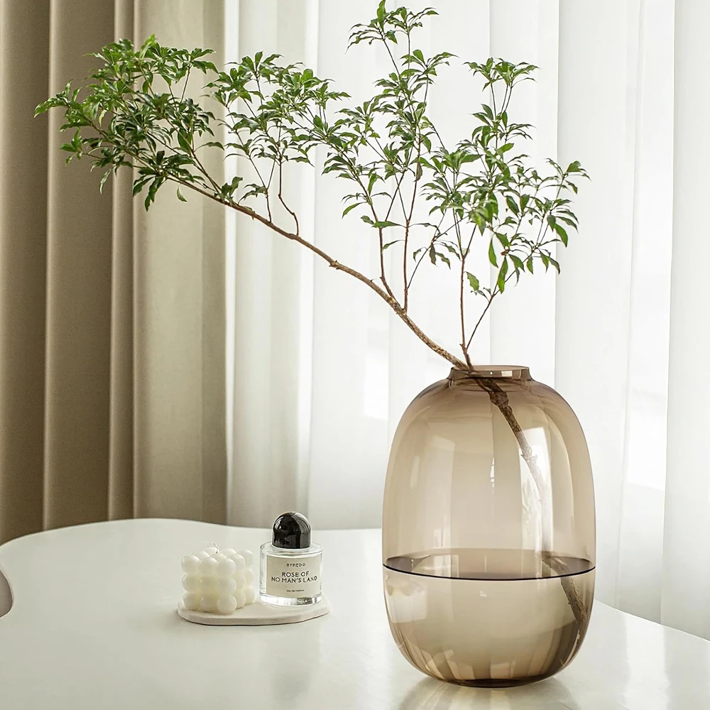 Glass Vase, Primary Colored Glass Vase, Clear Tabletop Vase, Flower Arrangement for Long Stem Branch Artificial Plant Home