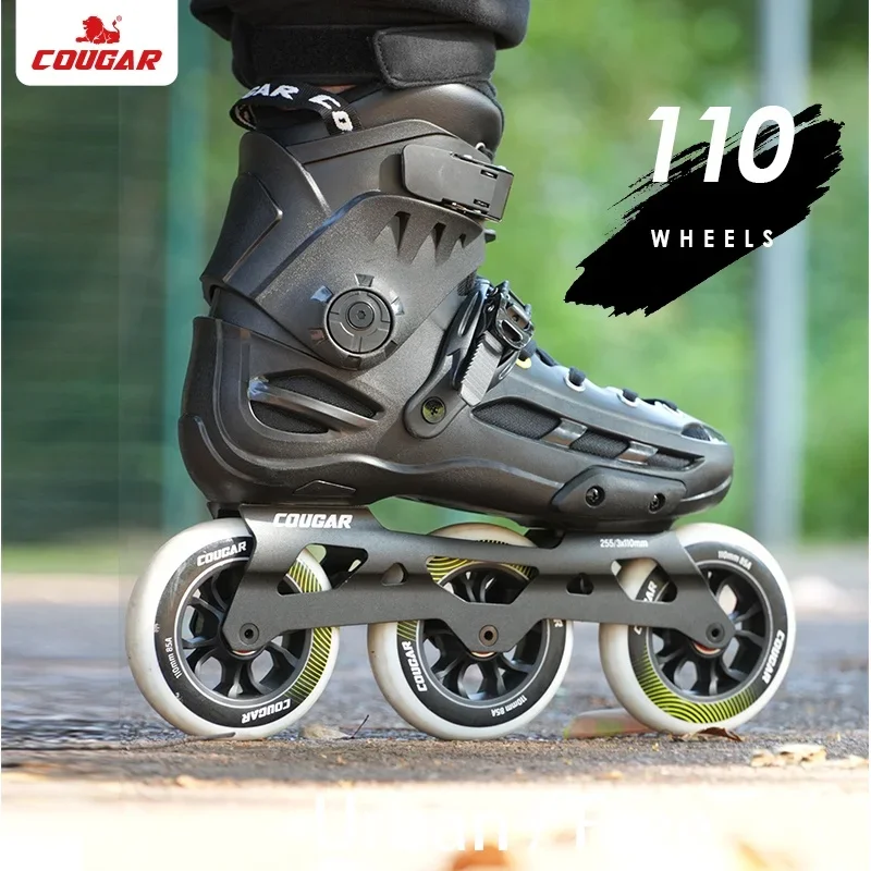 Factory Skating Shoes 3 Wheels Cougar Inline Skates Flashing Roller For Adult Men Free Skill Urban Street