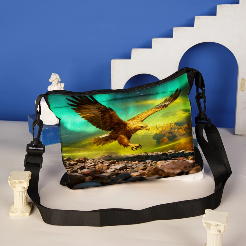 1pc Eagle Flying Over Mountain Landscape Crossbody Bag Multicolor Print Shoulder Bags For Outdoor Travel Hiking And Daily Use Wi
