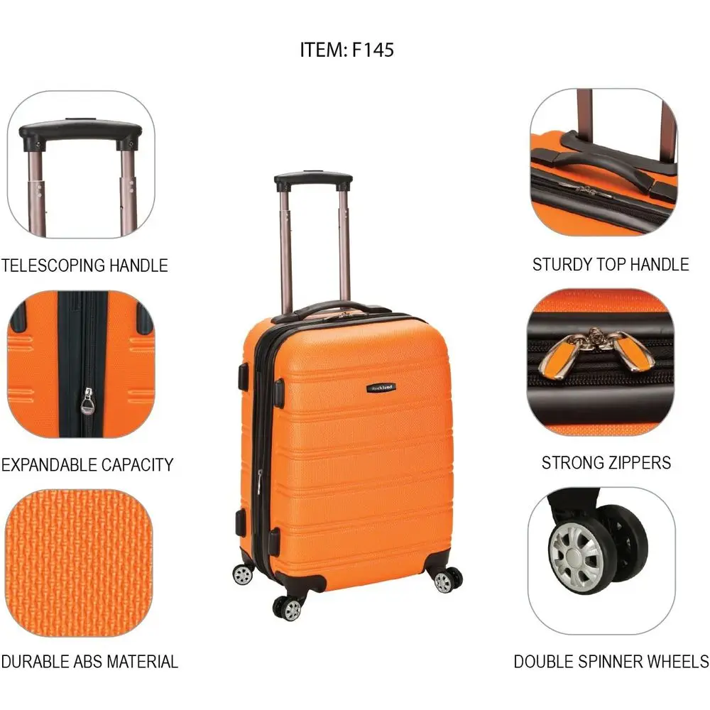 Expandable Hardside Spinner Luggage, Red, 20-Inch Carry-On, Rockland Melbourne