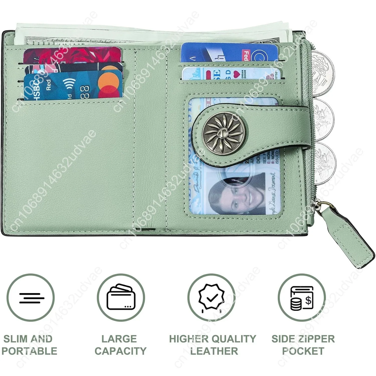 Small Wallet for Women Bifold RFID Blocking Card Holder Leather Wallets with Zipper Coin Pocket