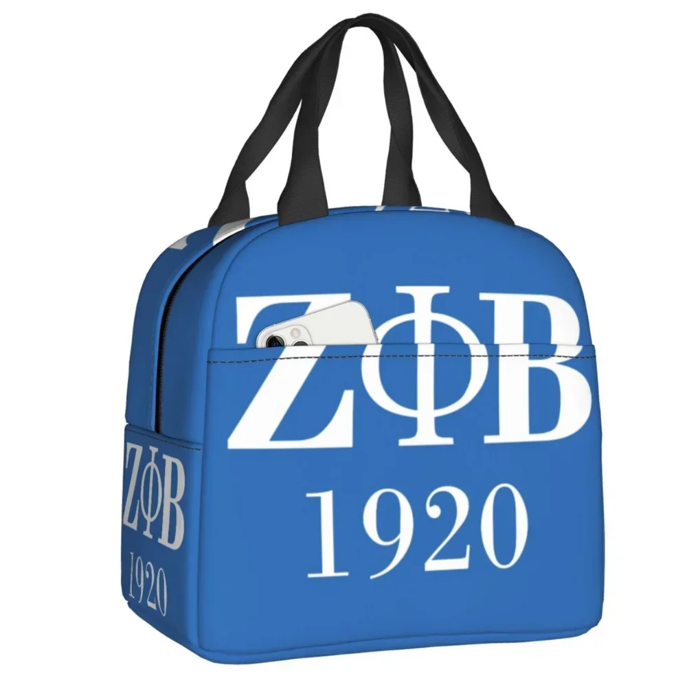 Zeta Phi Beta Geïsoleerde Lunchtassen Voor Werkschool Hervatbaar Thermisch Koeler Voedsel Lunchbox Vrouwen Kinderen Picknick Draagtassen