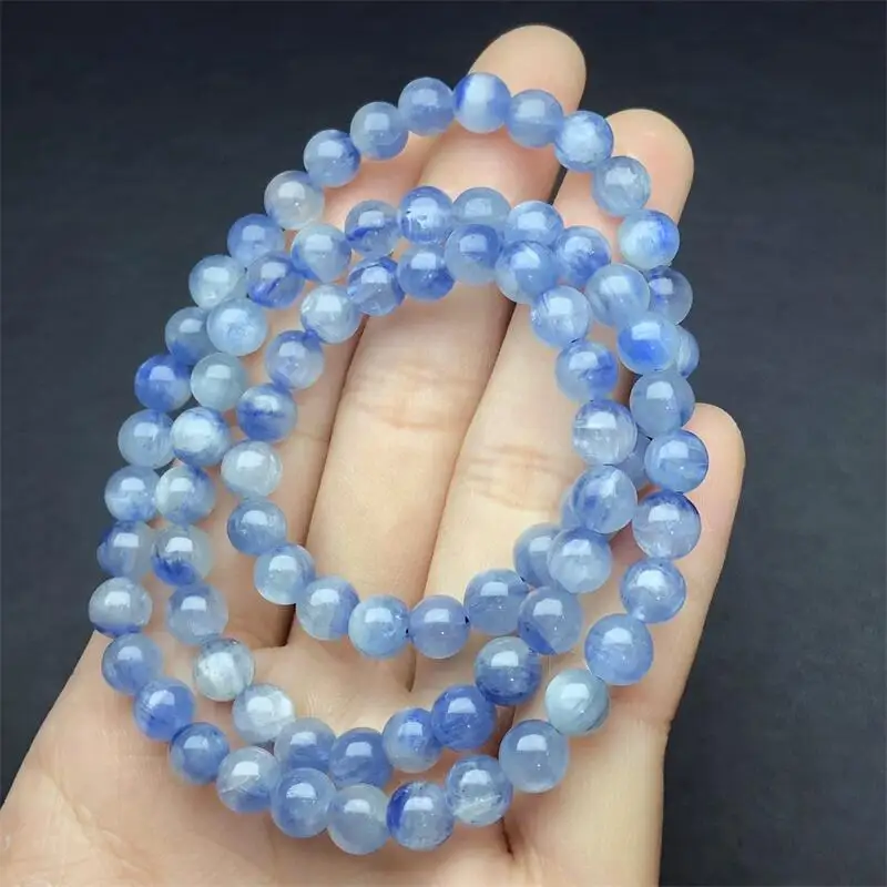 

6MM Natural Kyanite Triple Circle Bracelet Women Beautiful Colorful Crystal Energy Healing Fashion Gemstone Jewelry 1PCS