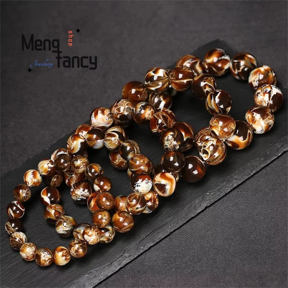 Myanmar Honey Raw Stone Beeswax Amber Demon Flower Porcelain White Ash Root tea Po Bracelet Exquisite High-grade Fashion Jewelry