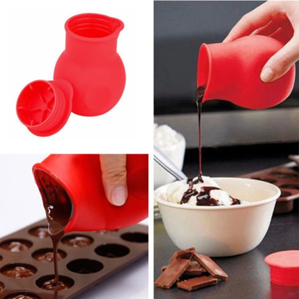 

2pcs Silicone Chocolate Melting Pot Kitchen Utensils Easy Pouring Lid Baking Mold Dishwasher Safe Melt Sauces Butter Microwave