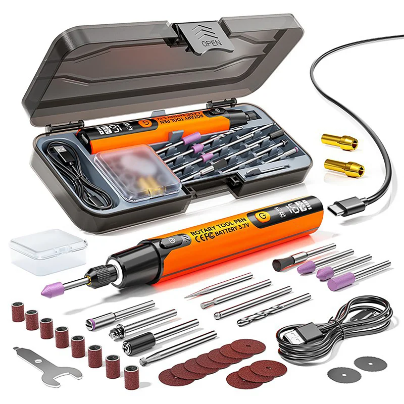 Cordless Rotary Tool Kit 6‑Speed Rechargeable Polishing Pen Low Noise Sanding Disc for DIY Craft Carving Polishing Grinding Work