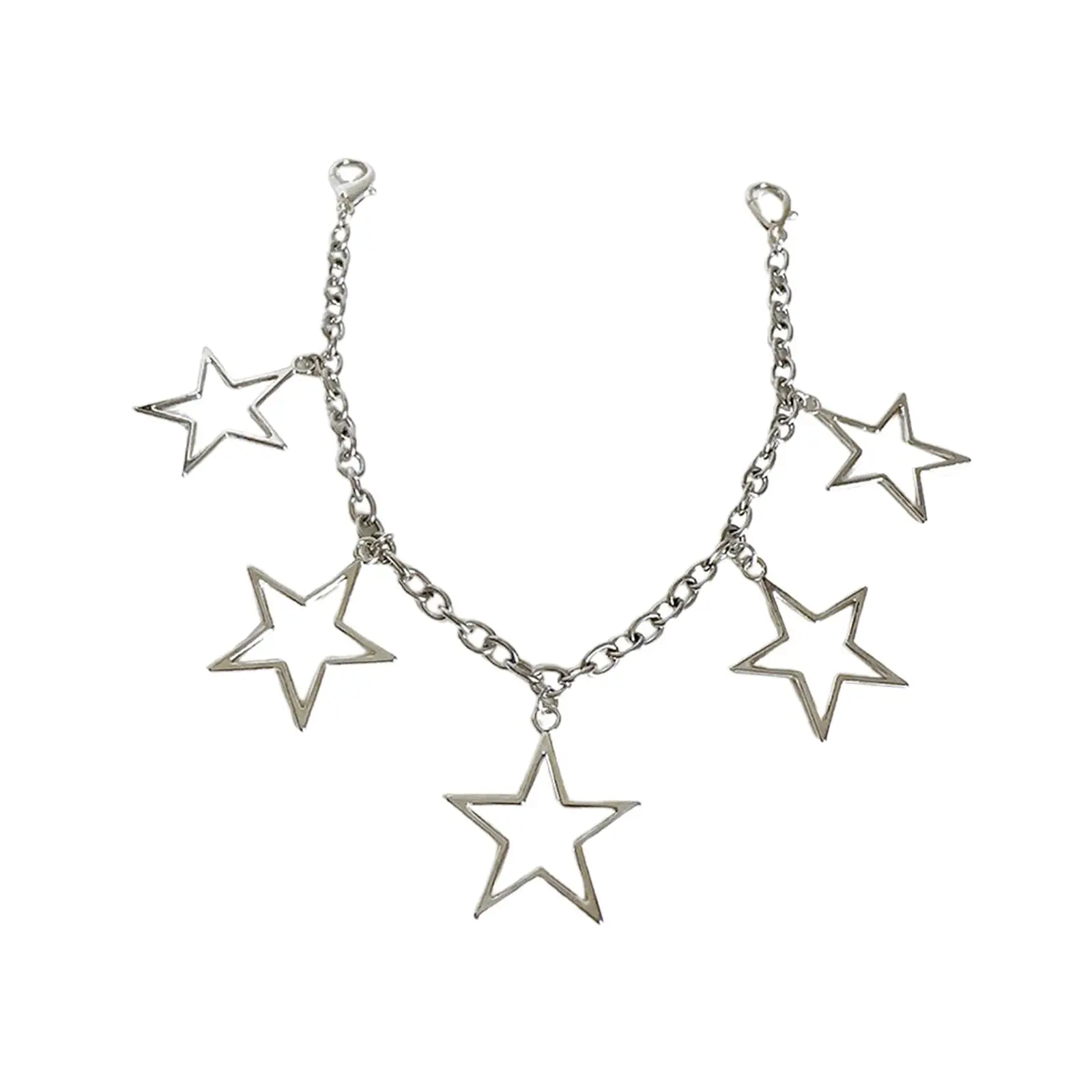 Stainless Steel Shoe Chain Silver Star Shoelace Charms Shoe Accessories Decoration for Sports Shoes and Boots