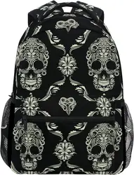 Sugar Skull Day of the Dead Boys Girls School Computer Backpacks Book Bag Travel Hiking Camping Daypack