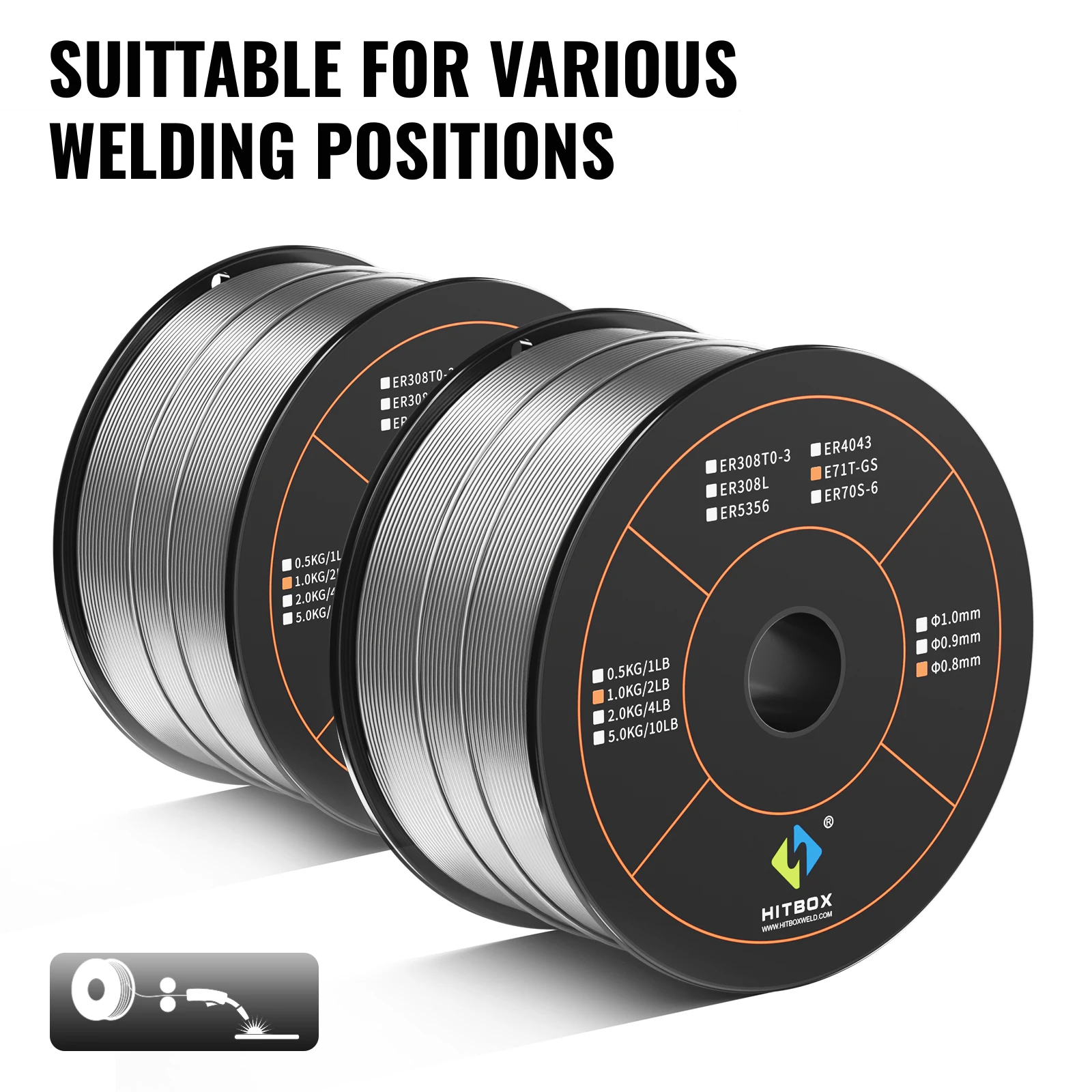 HITBOX E71T-GS 0.8mm Flux Cored Wire 1Kg Gasless MIG Welding Machine Accessories for All Position Welding