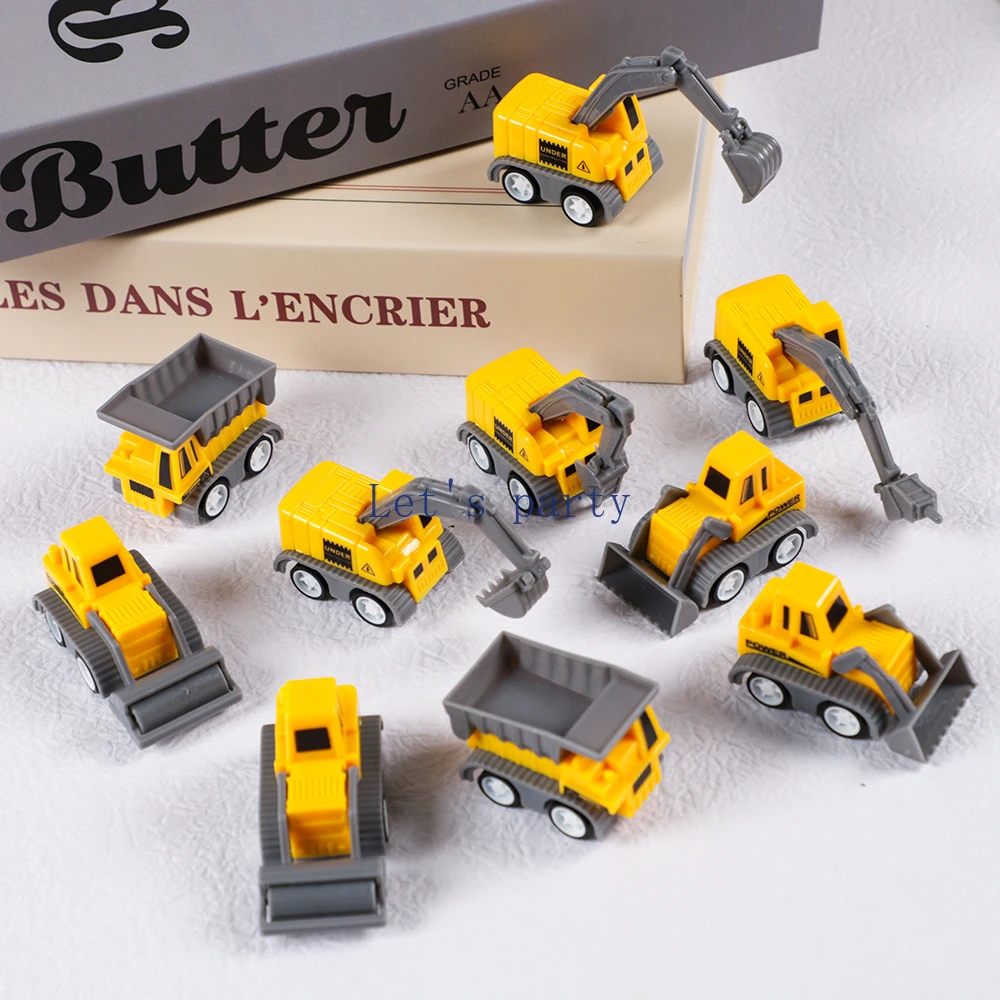 10Pcs Mini Construction Engineering Vehicle Excavator Pull Back Car Toys for Kids Birthday Party Favors Pinata Filler Treat Bag