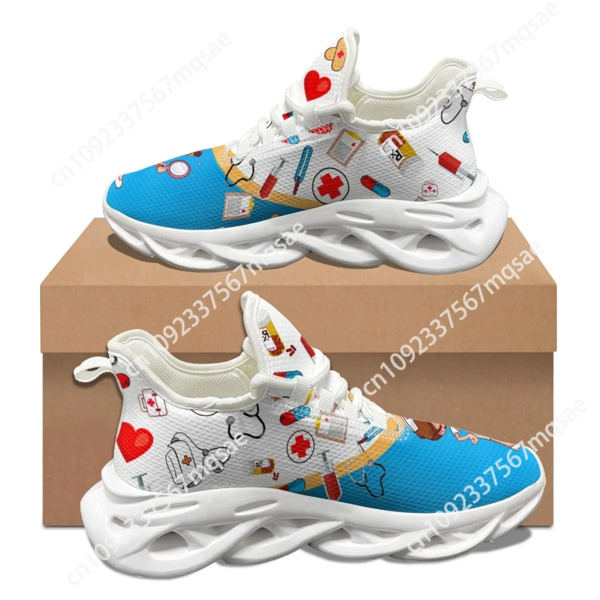 

Custom Nursing Shoes Medical Sneakers Breathable Classic Mesh Sneakers Medical Nurse Print Outdoor Light Running Footwear