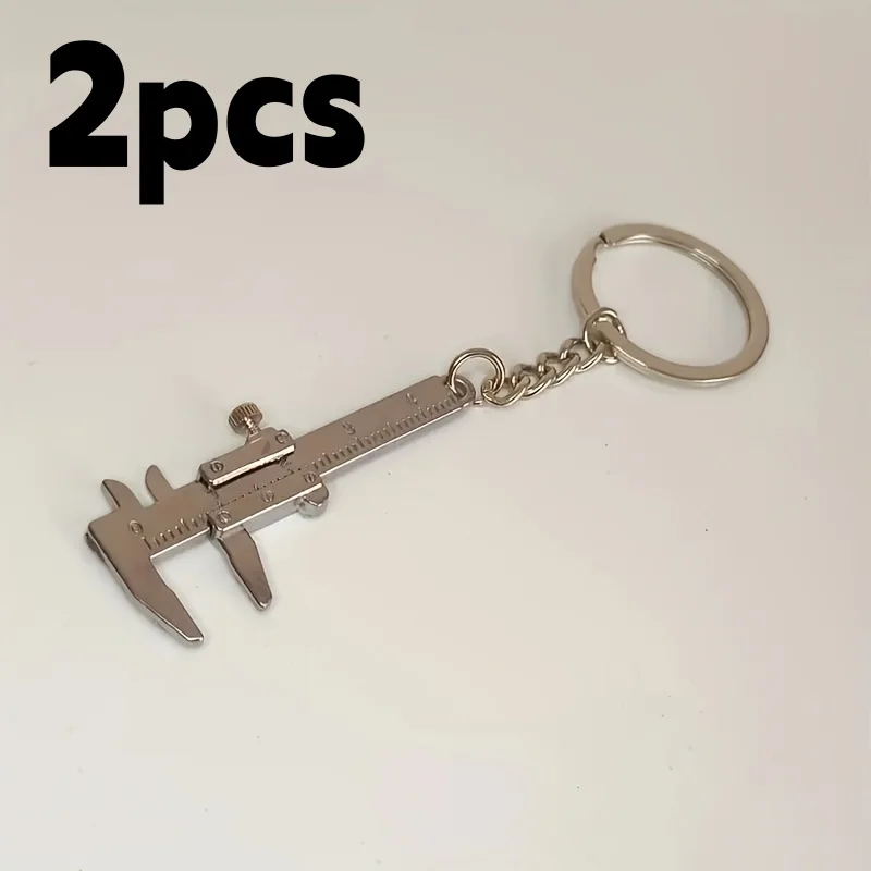 2Pieces New Portable Mini Metal Ruler Vernier Caliper Ruler Key Chain Movable Vernier Caliper Ruler Model Keychain