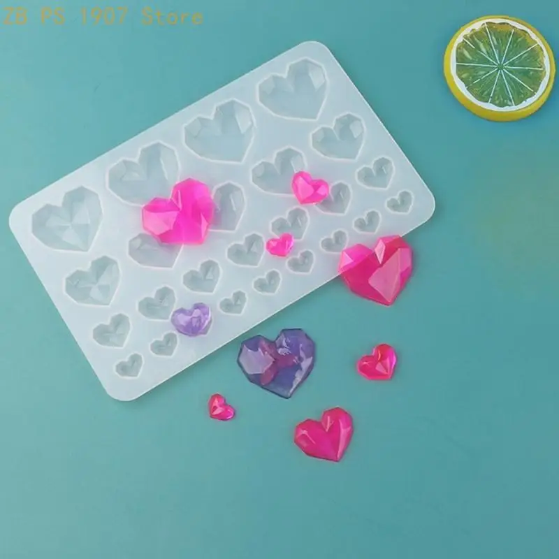 2Pcs/set Diamonds Love Keychain Silicone Molds Heart Curtain Pendant Handmade Mold for Valentines Day Birthday Gift 55KA