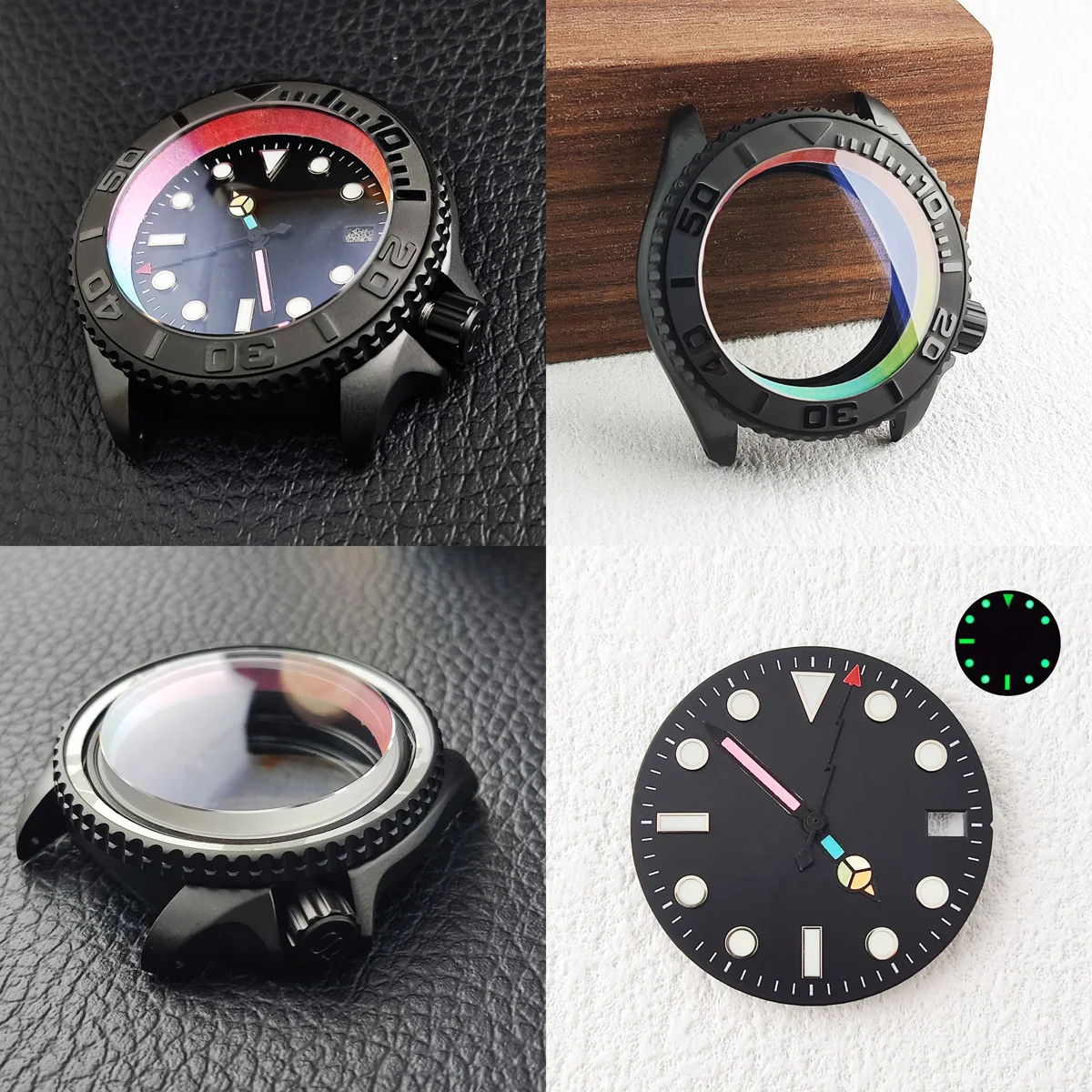 41ミリメートルNH35ケースSKX007新レインボー腕時計ステンレススチールケースサファイアガラス防水ためNH35ムーブメント腕時計accessorie