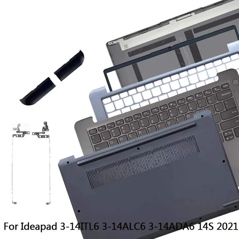 For Ideapad 3-14ALC6 14ITL6 3-14ADA6 14S 2021 Laptop LCD Back Cover Front Bezel Hinges Palmrest Bottom Case  Keyboard top cover