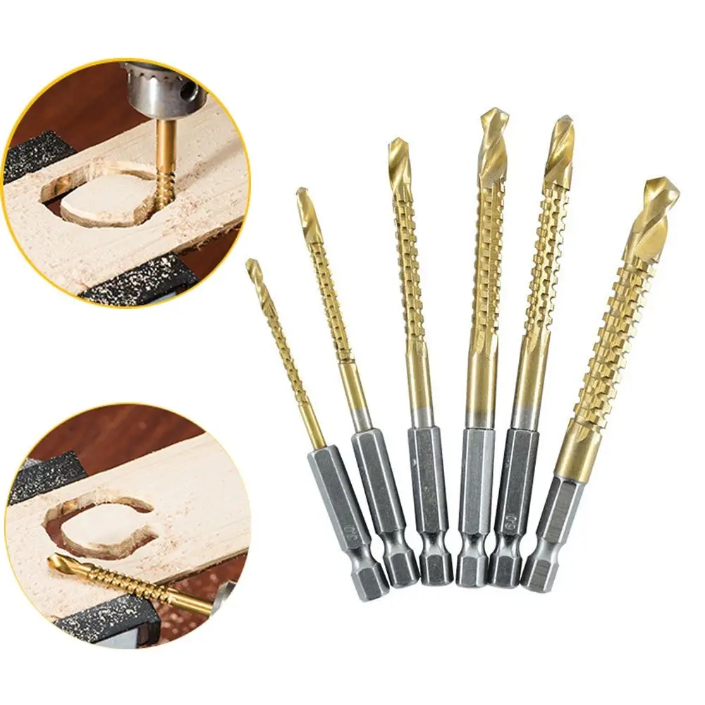 High Efficiency Hole Opener Serrated Drill Bit High Speed Steel Hexagonal Shank Cutting Drilling Twist Drills Woodworking