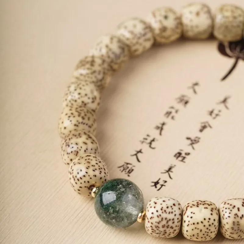 Moon Bodhi Green Grass Style Bracelet, 8*9, Unisex Prayer Beads