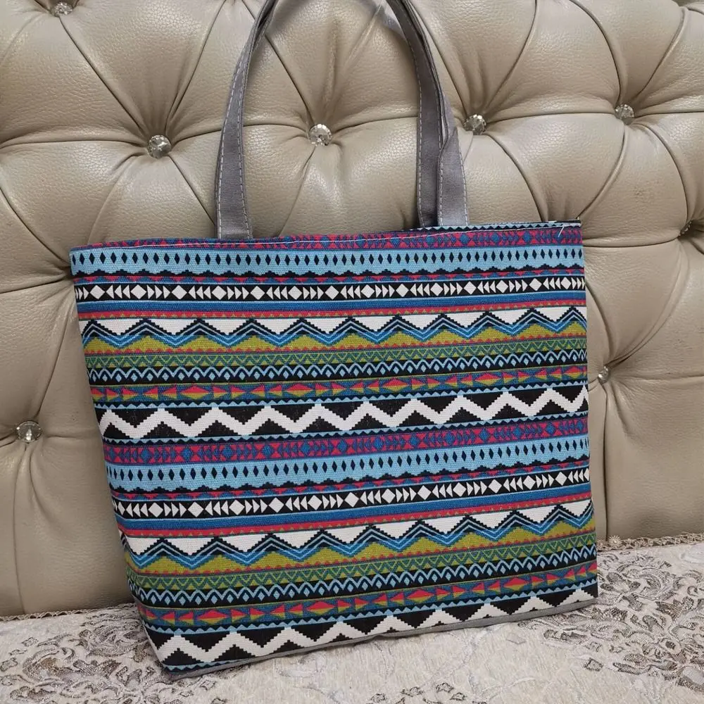 Bolso de lona de almacenamiento, bolsa de mano informal de gran tamaño, estilo nacional, Vintage, ideal para compras y estudiantes