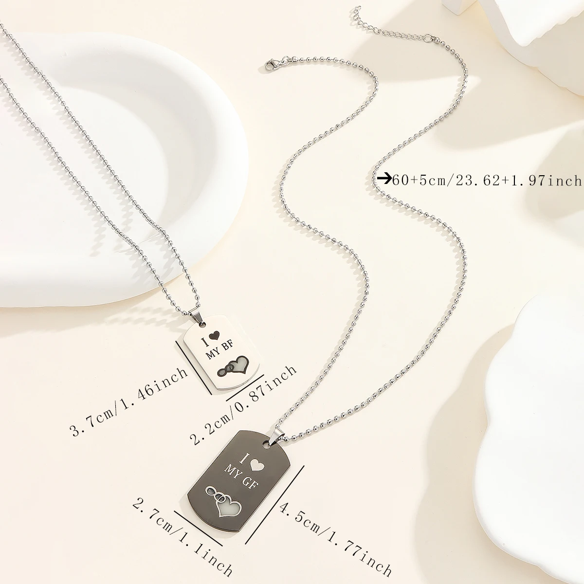 مجموعة مكونة من قطعتين من القلائد المضيئة للزوجين من إنفينيتي، مجموعة هدايا مجوهرات عصرية وبسيطة للسيدات