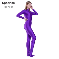 Dorosłe kobiety nylonowe kombinezony Unitard golf Spandex Cosplay kostiumy na Halloween z długim rękawem na suwak męska na całe ciało