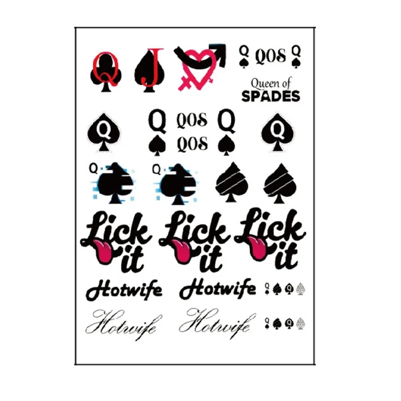 

Poker Spades Q Waterproof Temporary Patch Spades BBC Spades Lock Sexy Thighs and Chest Anti Sweat Tattoo Patch