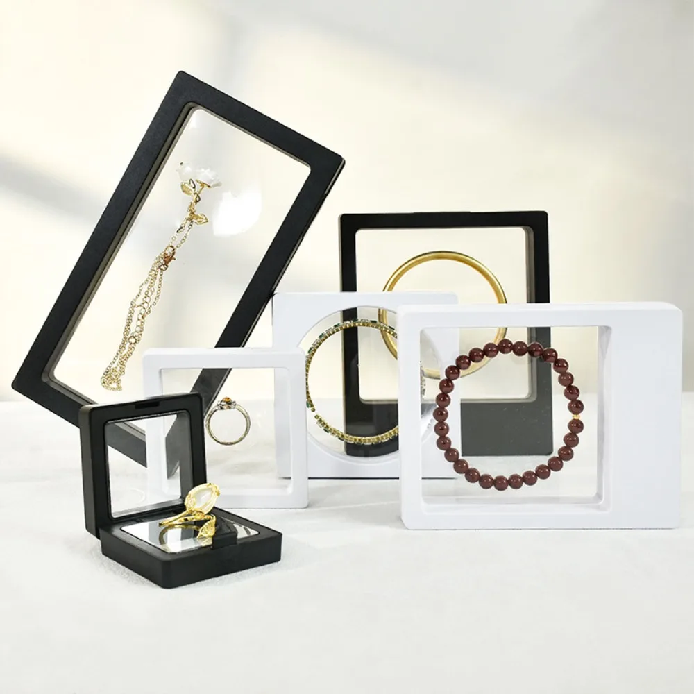 Durable PE Film Jewelry Storage Box Earrings Ring Floating Frame Box 3D Necklace 3D Packaging Case Jewelry