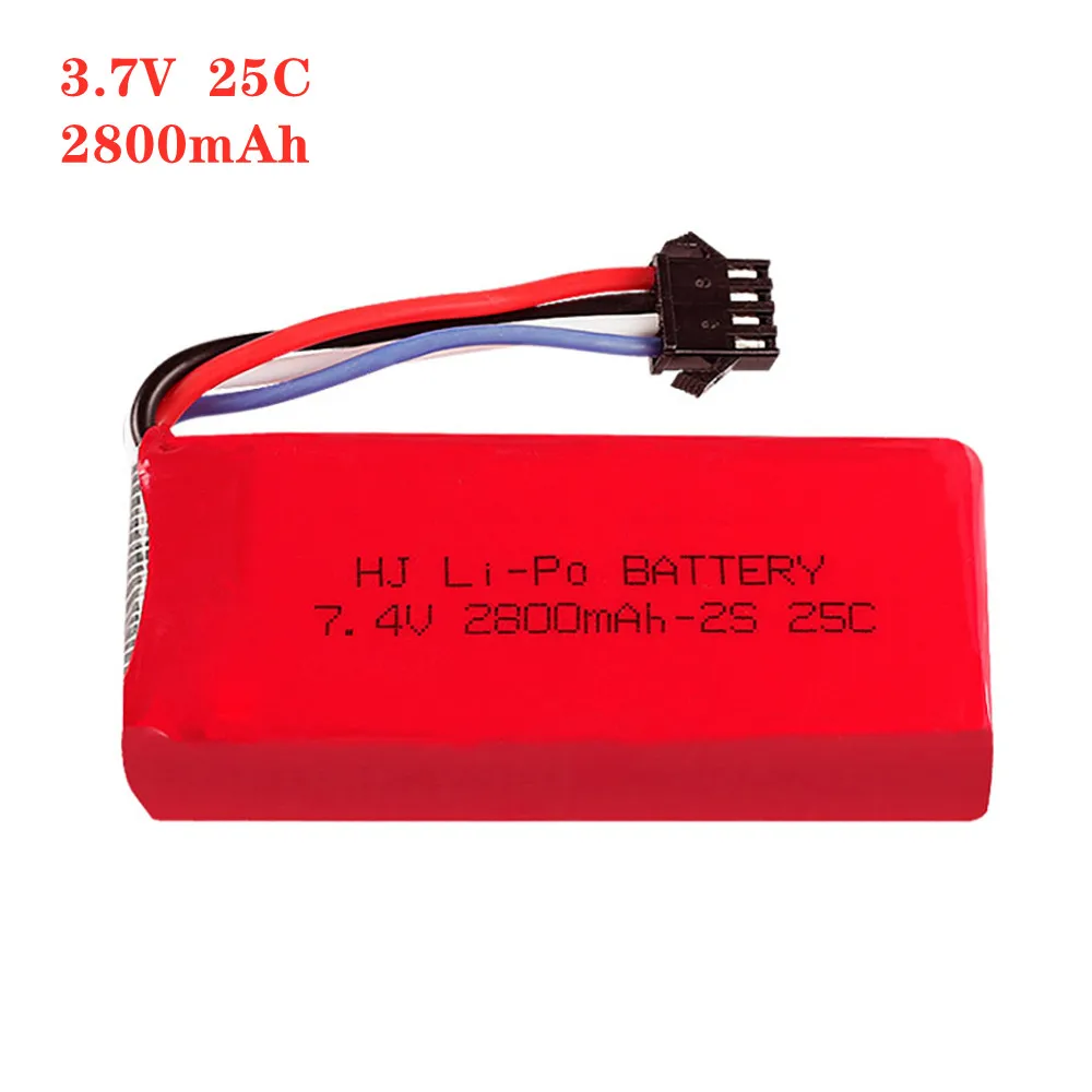 Lipo 배터리 SM-4P 플러그, Udi UDI902 UDI002 HQ961 HQ96 RC 보트 예비 부품, RC 장난감 배터리, 2S 7.4V 2800mAh 25C