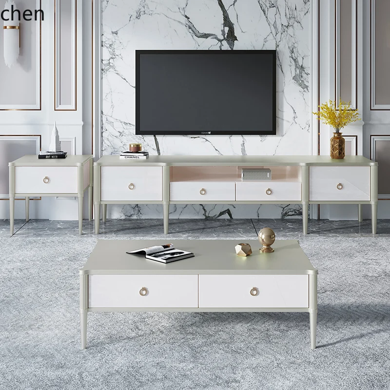 

ZML modern simple solid wood TV cabinet bedroom coffee table living room combination cabinet