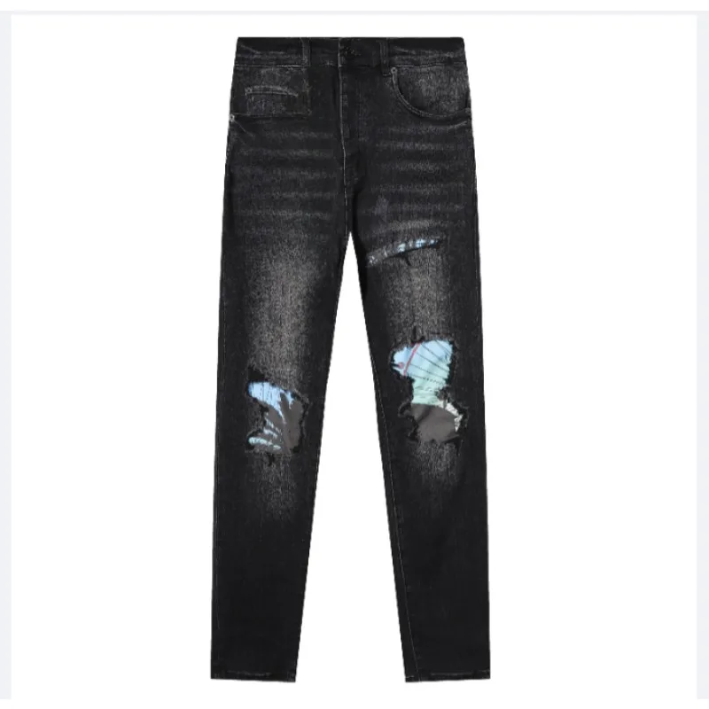 High Street Tide Casual Men's and Women's Slim Fit Jeans