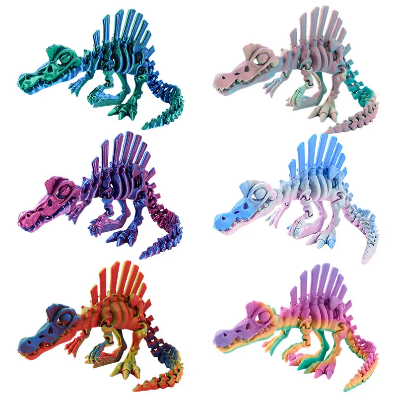 3D Printed Echinosaurus Dinosaur Movable Dragons Figurine Multi-Color Gift for Kids Birthdays Creative Home Decor