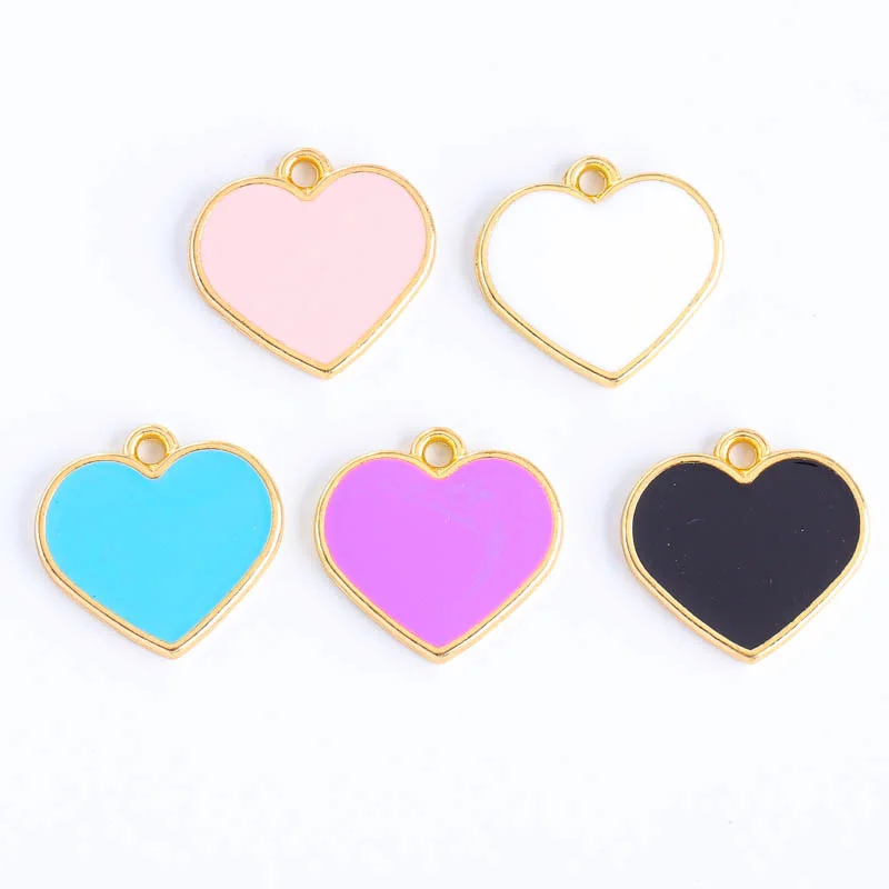 

10Pcs Stainless Steel Jewelry Custom Necklaces Colourful Enamel Drip Oil Heart Pendant DIY Bracelets Earrings Charms Accessories