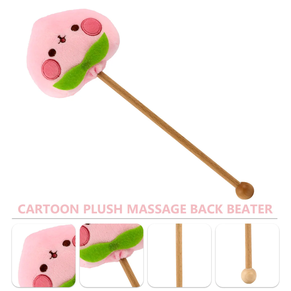 1PCS Cartoon Plush Back Stick Portable Wooden Handle Office Student Elder Travel Muscle Relaxation Massage Hammer